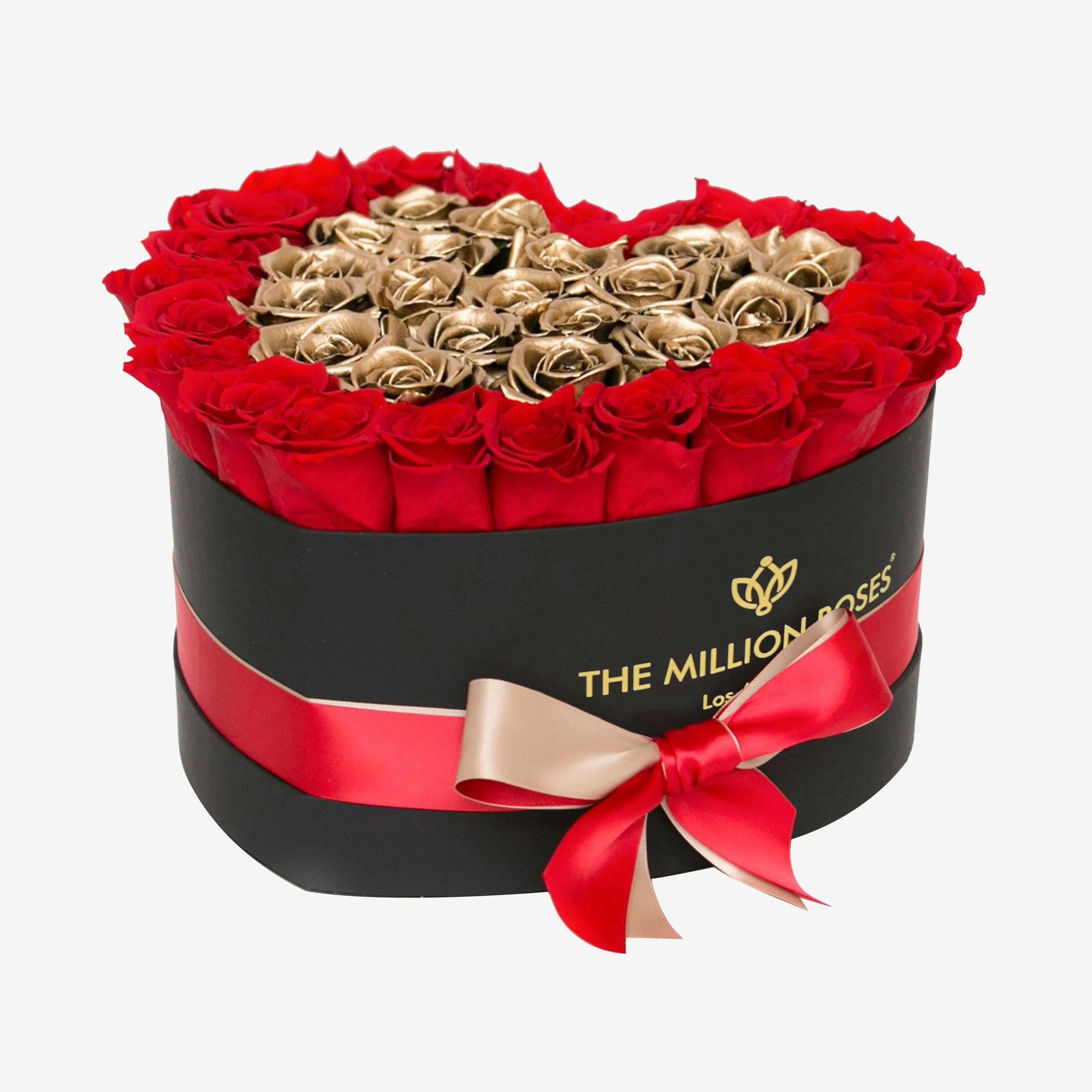 Heart Black Box | Red & Gold Roses