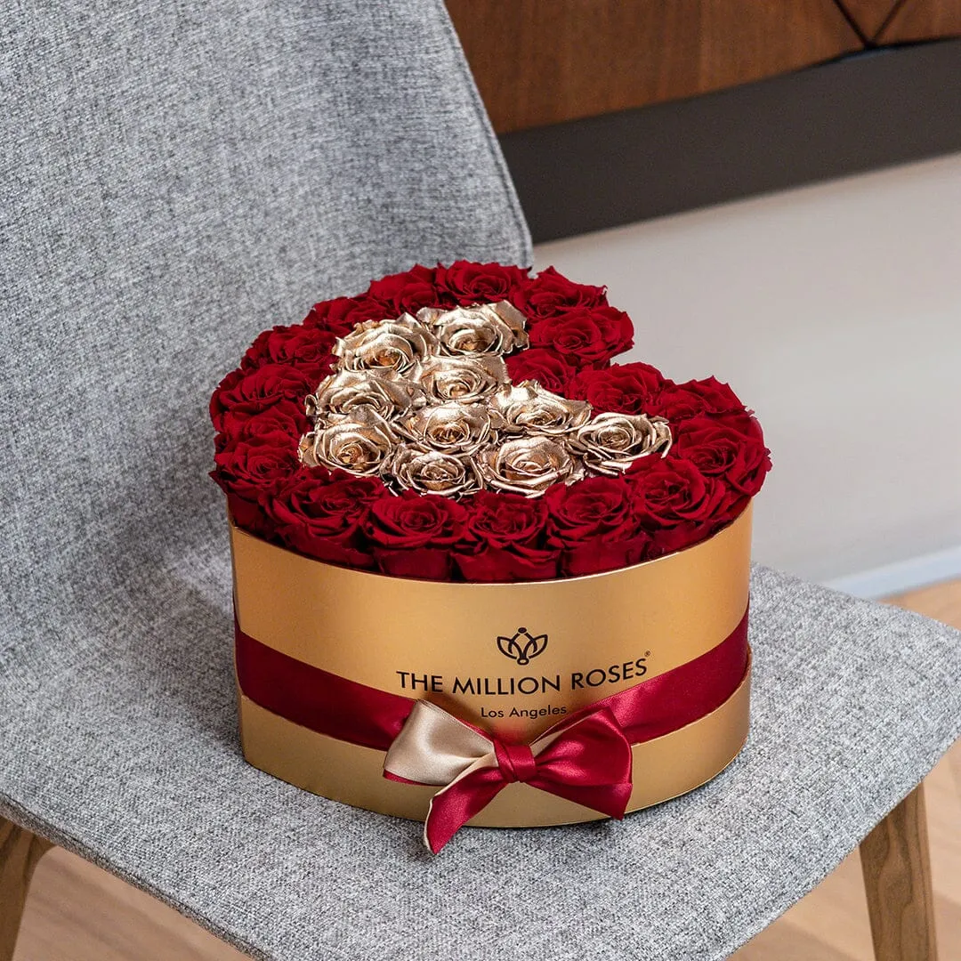 Heart Gold Box | Red & Gold Roses