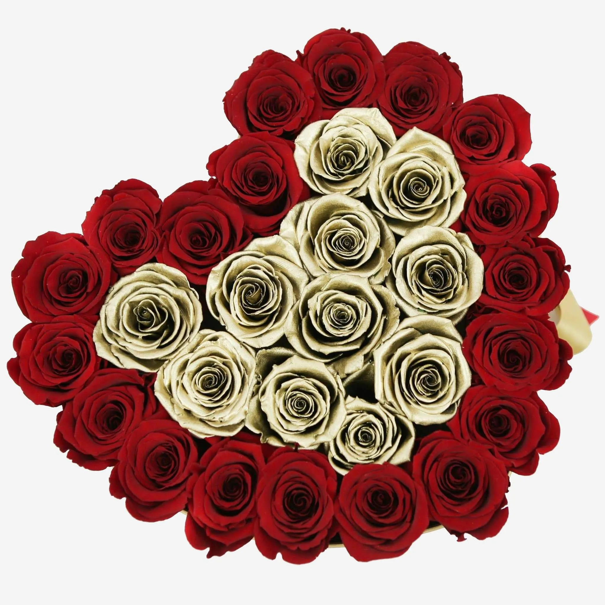 Heart Gold Box | Red & Gold Roses