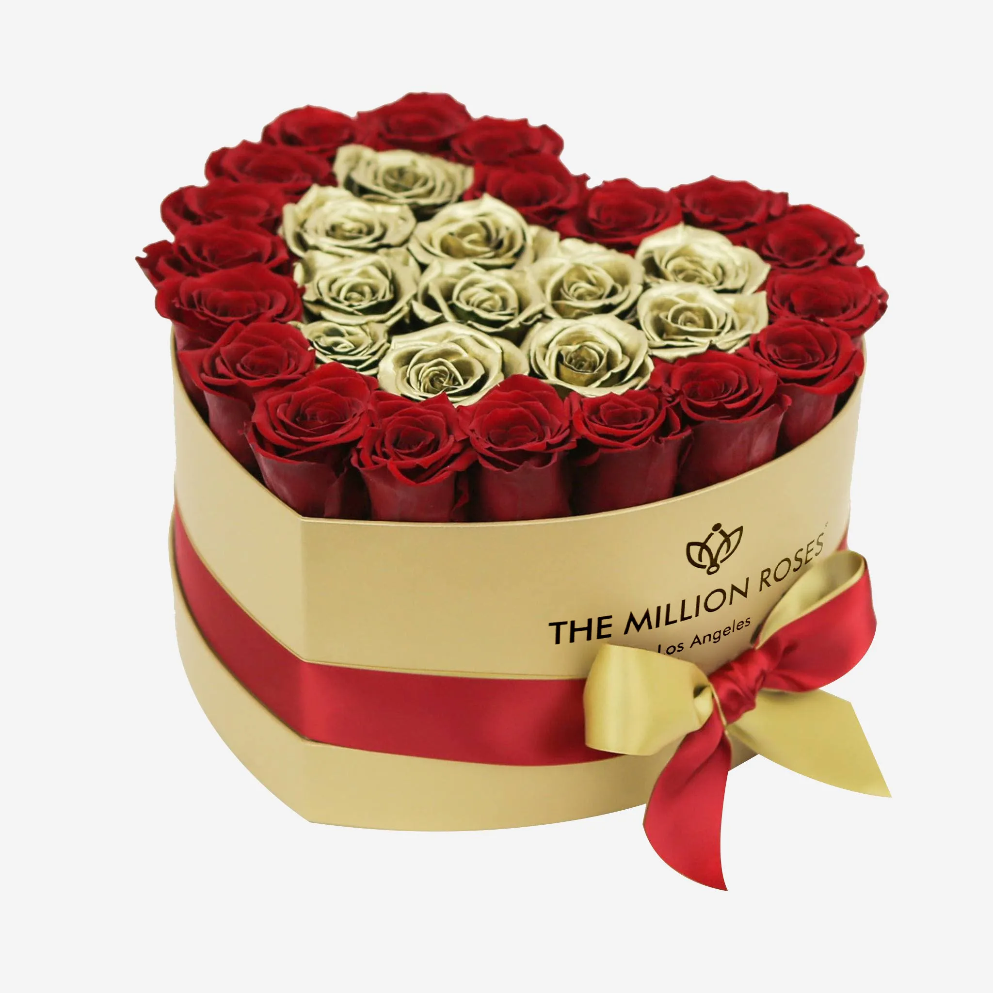 Heart Gold Box | Red & Gold Roses