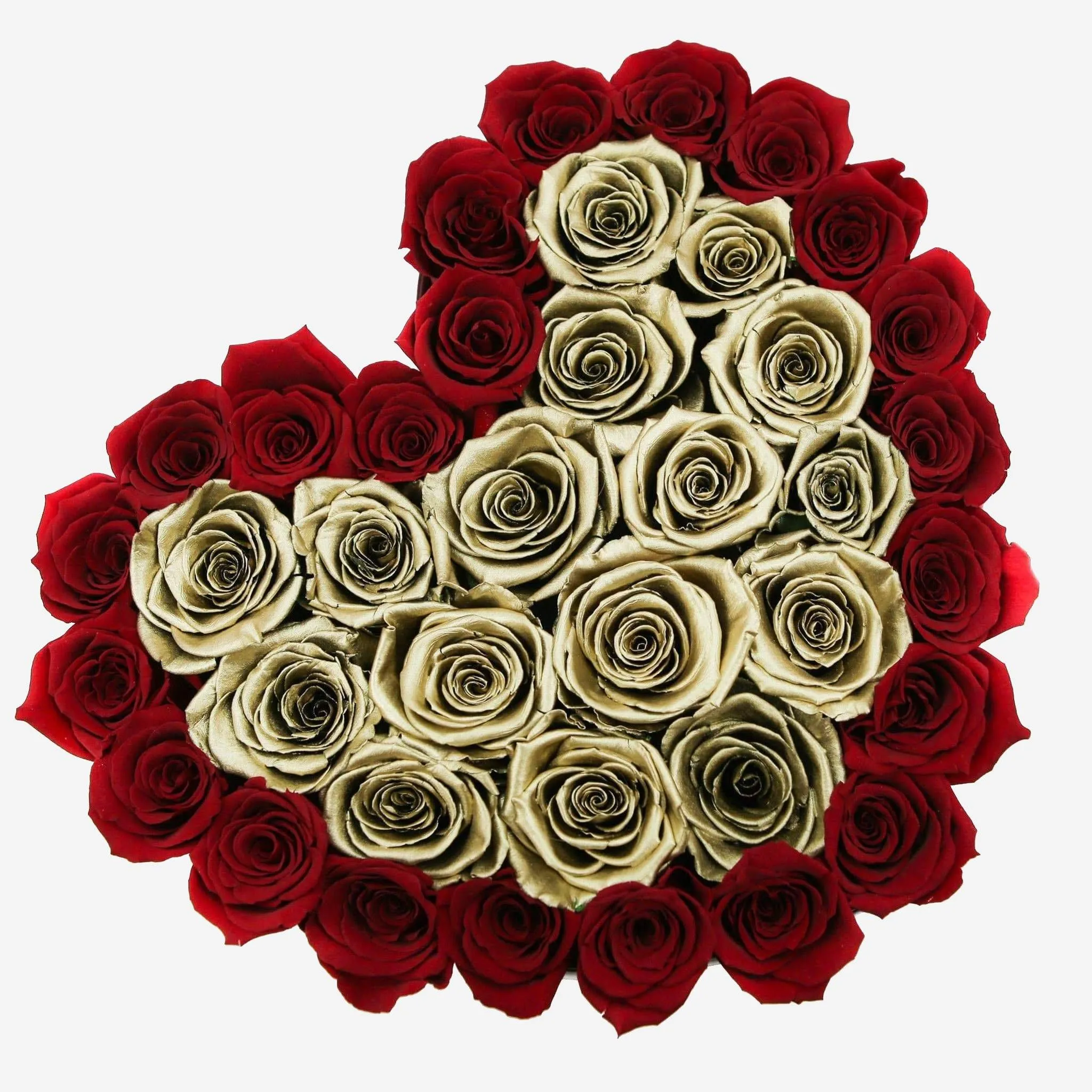 Heart White Box | Red & Gold Roses