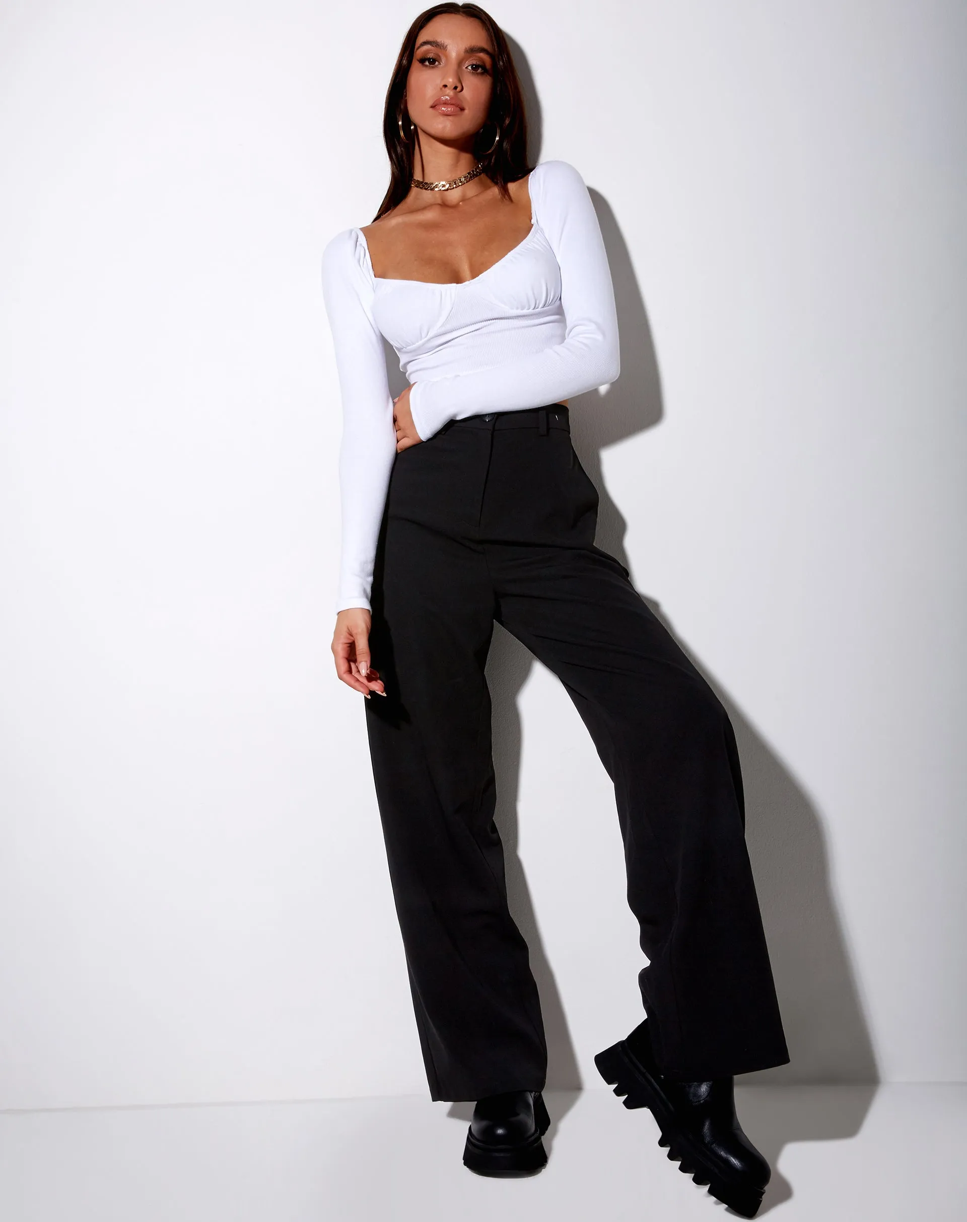 Inalo Crop Top in Rib White