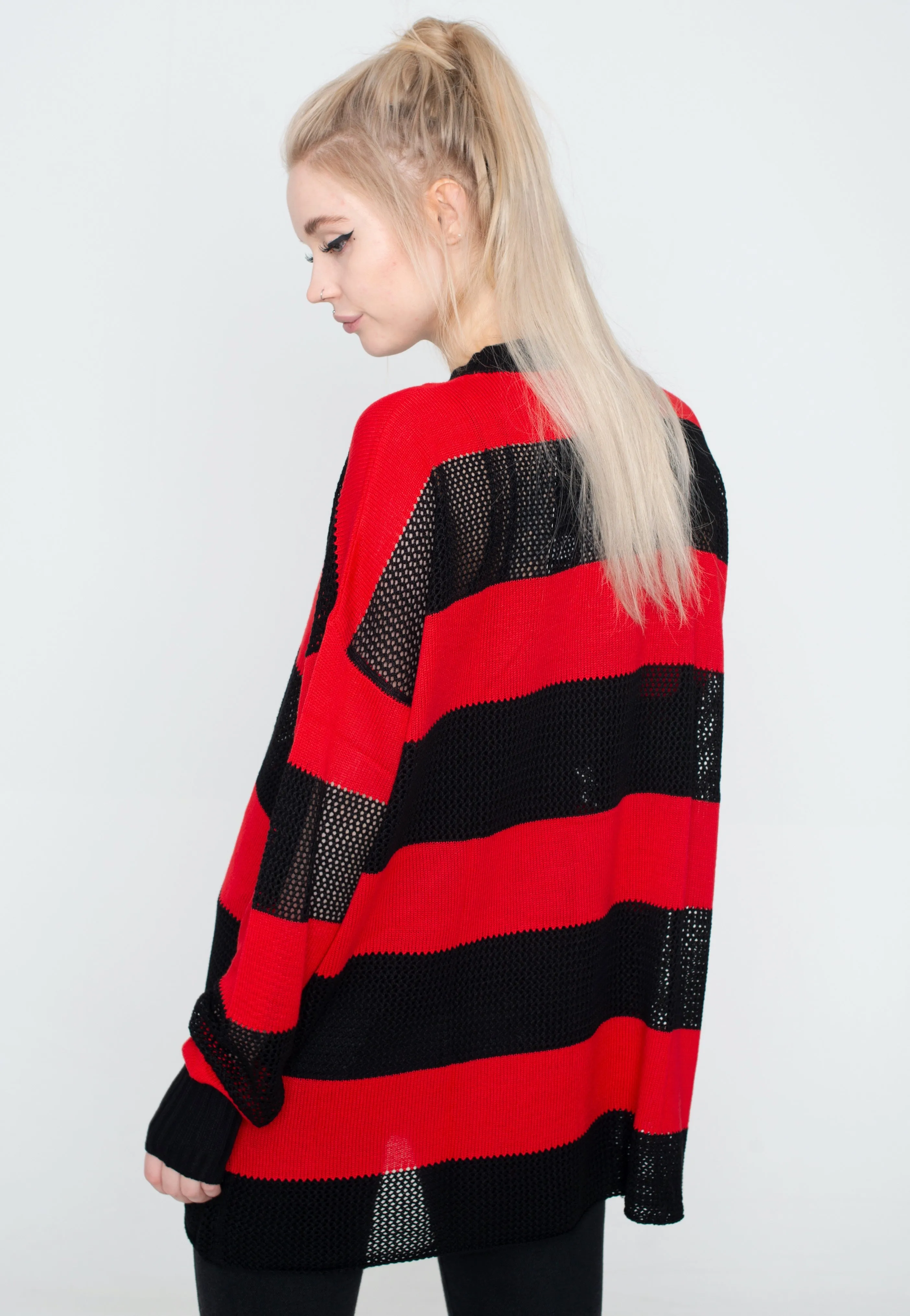 Jawbreaker - Red And Black Contrast Knit Oversized Multi - Pullover