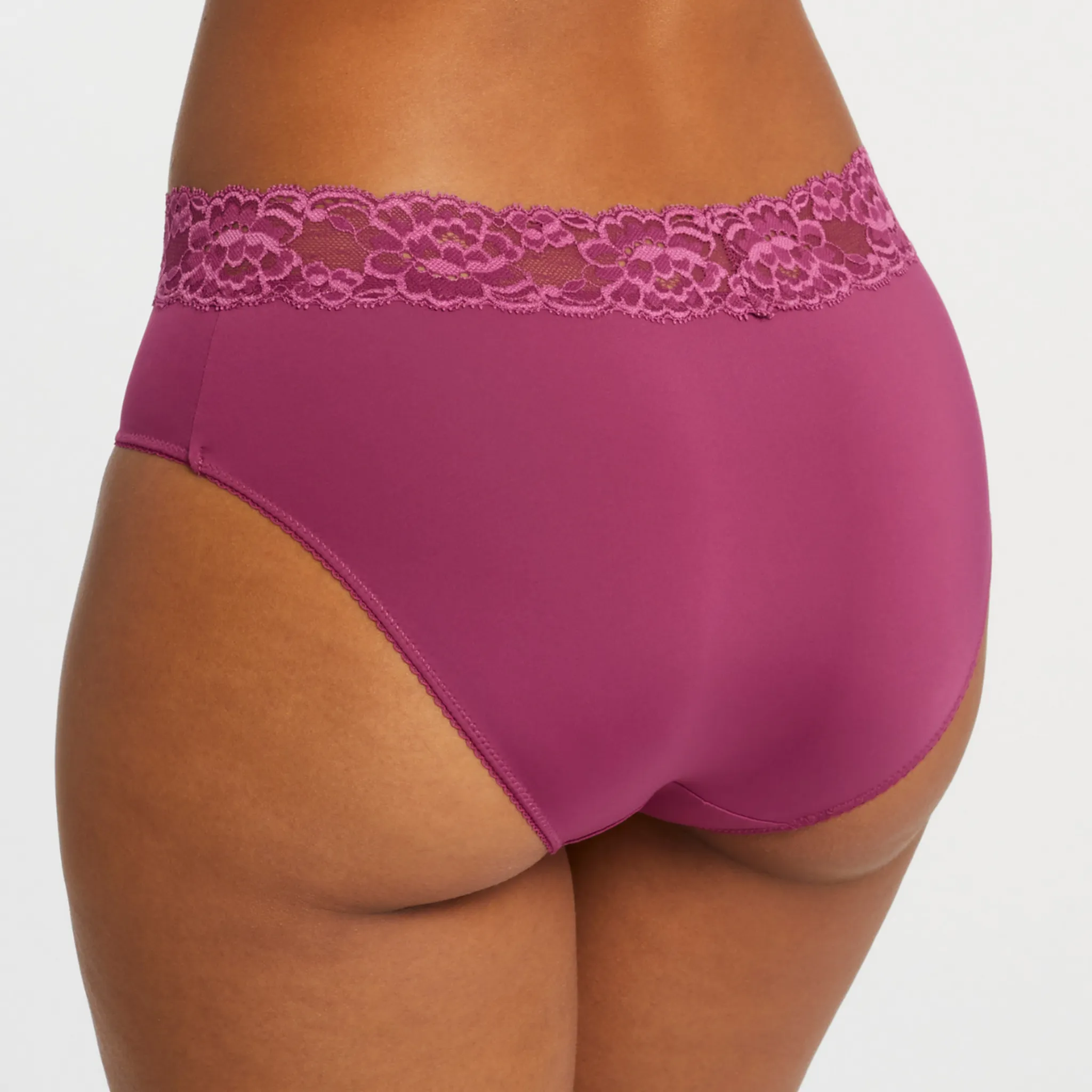 Lace Waistband Full Coverage Brief | Cranberry