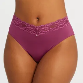 Lace Waistband Full Coverage Brief | Cranberry