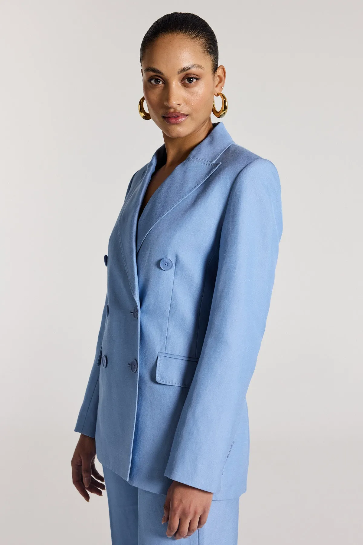 Lea Linen Jacket - Powder Blue