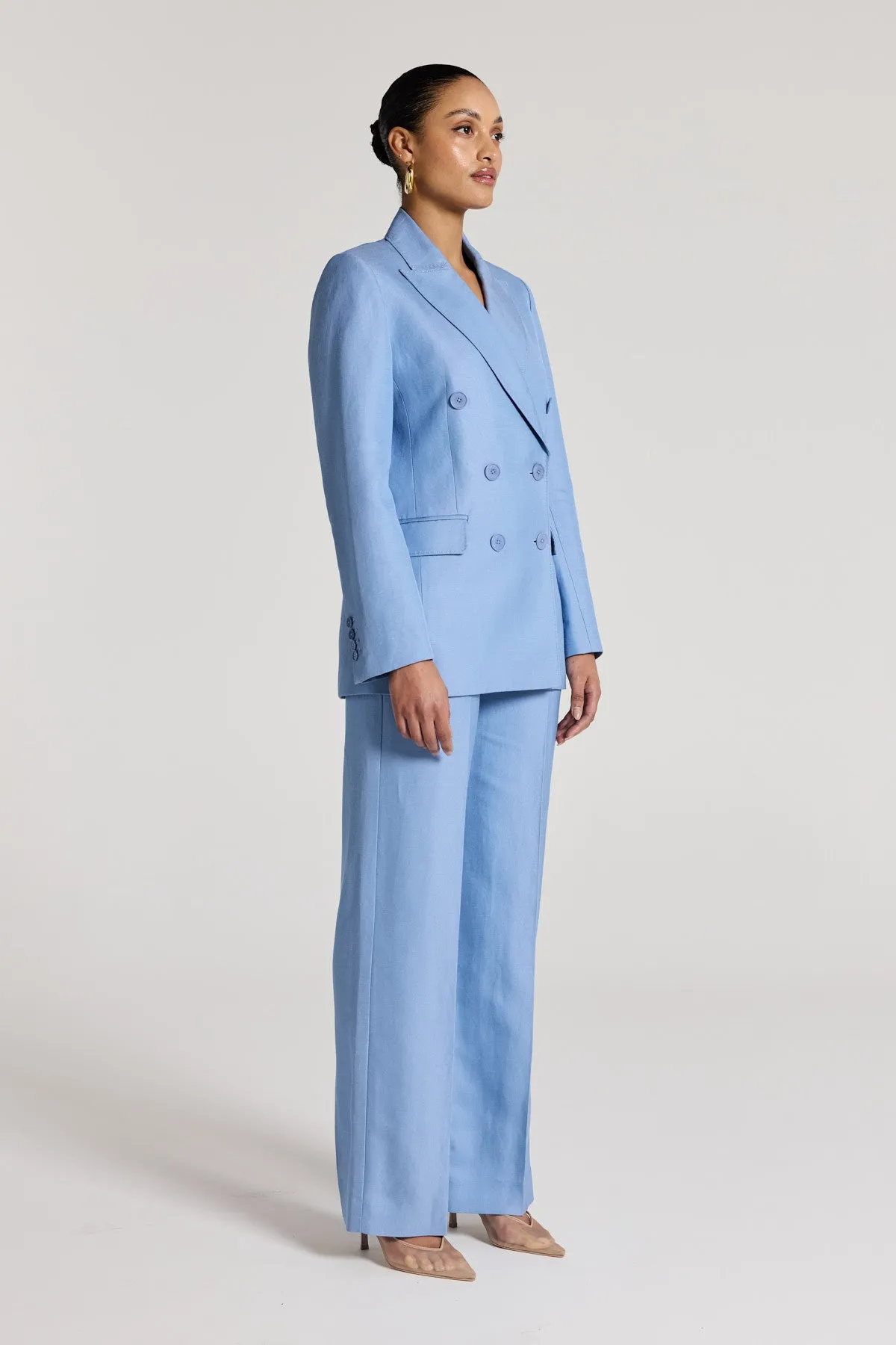 Lea Linen Jacket - Powder Blue