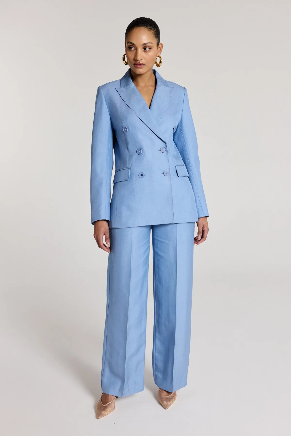 Lea Linen Jacket - Powder Blue