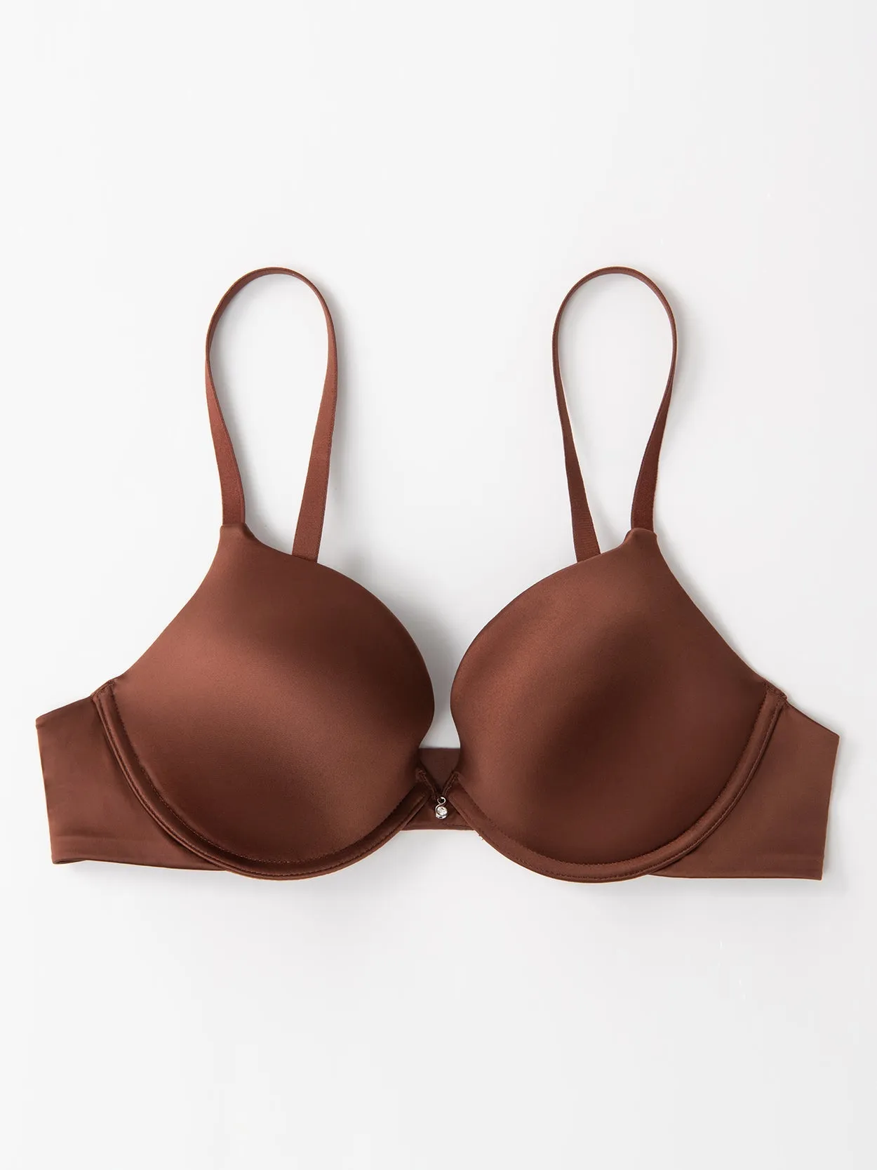 Lightly Padded Plunge Everyday Basic Underwire Bra Brown