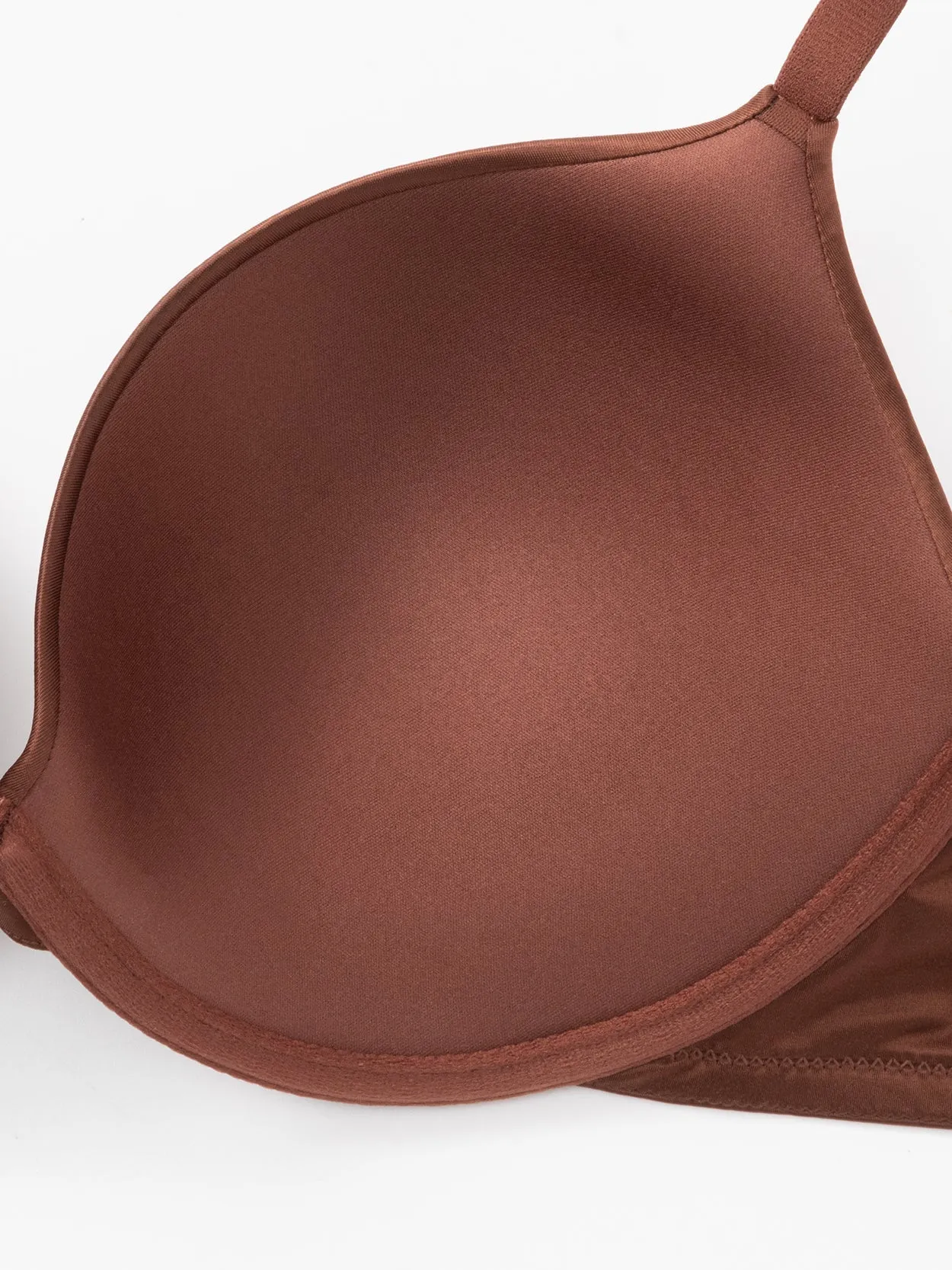 Lightly Padded Plunge Everyday Basic Underwire Bra Brown