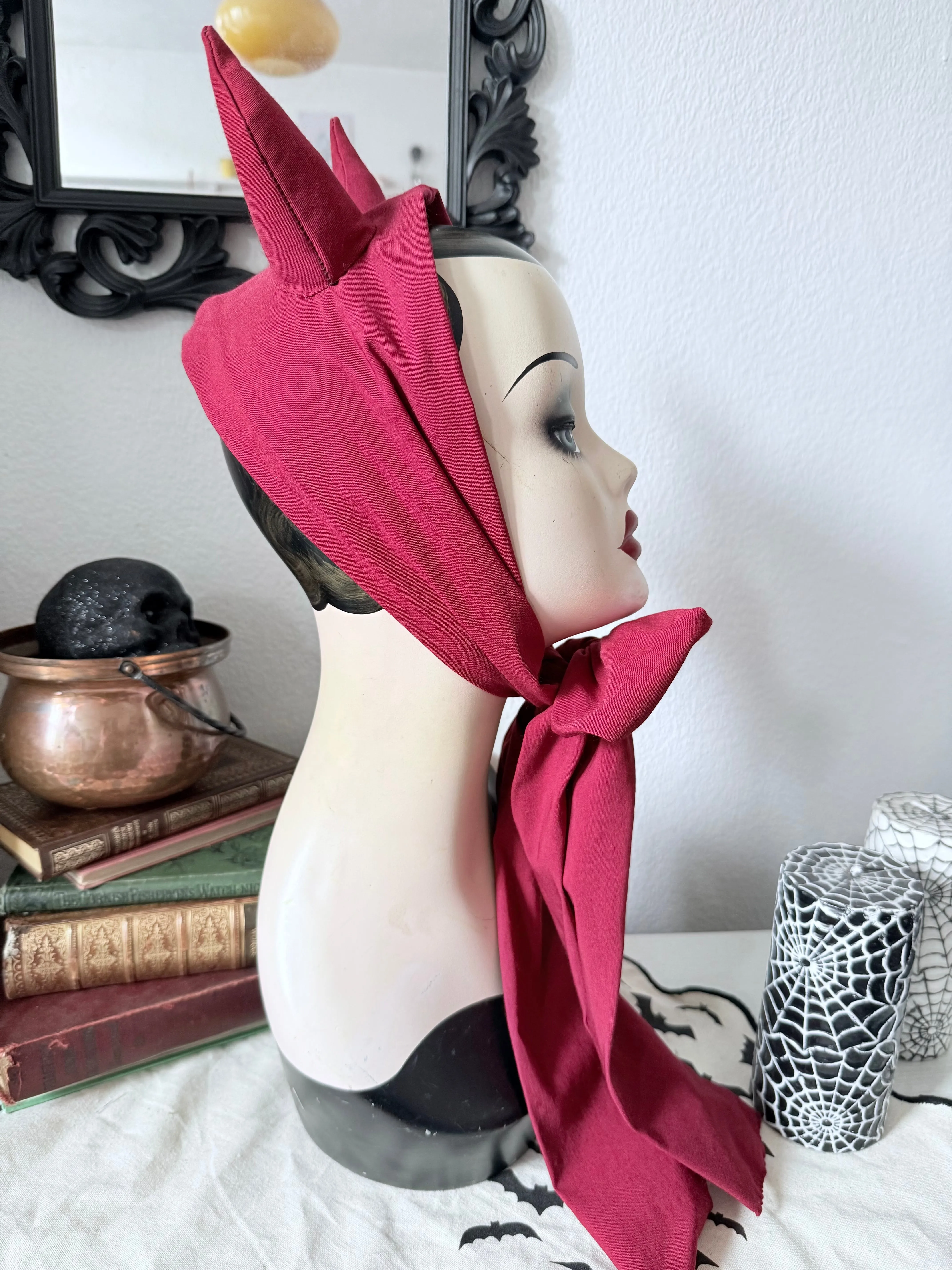 ‘Little Devil’ Vintage Headband in Red Fabric