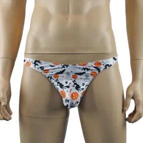 Mens Halloween Fun Thong Underwear, Pumpkins, Witches, Bats & Ghosts