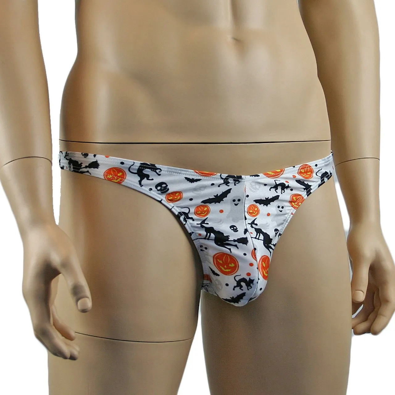 Mens Halloween Fun Thong Underwear, Pumpkins, Witches, Bats & Ghosts