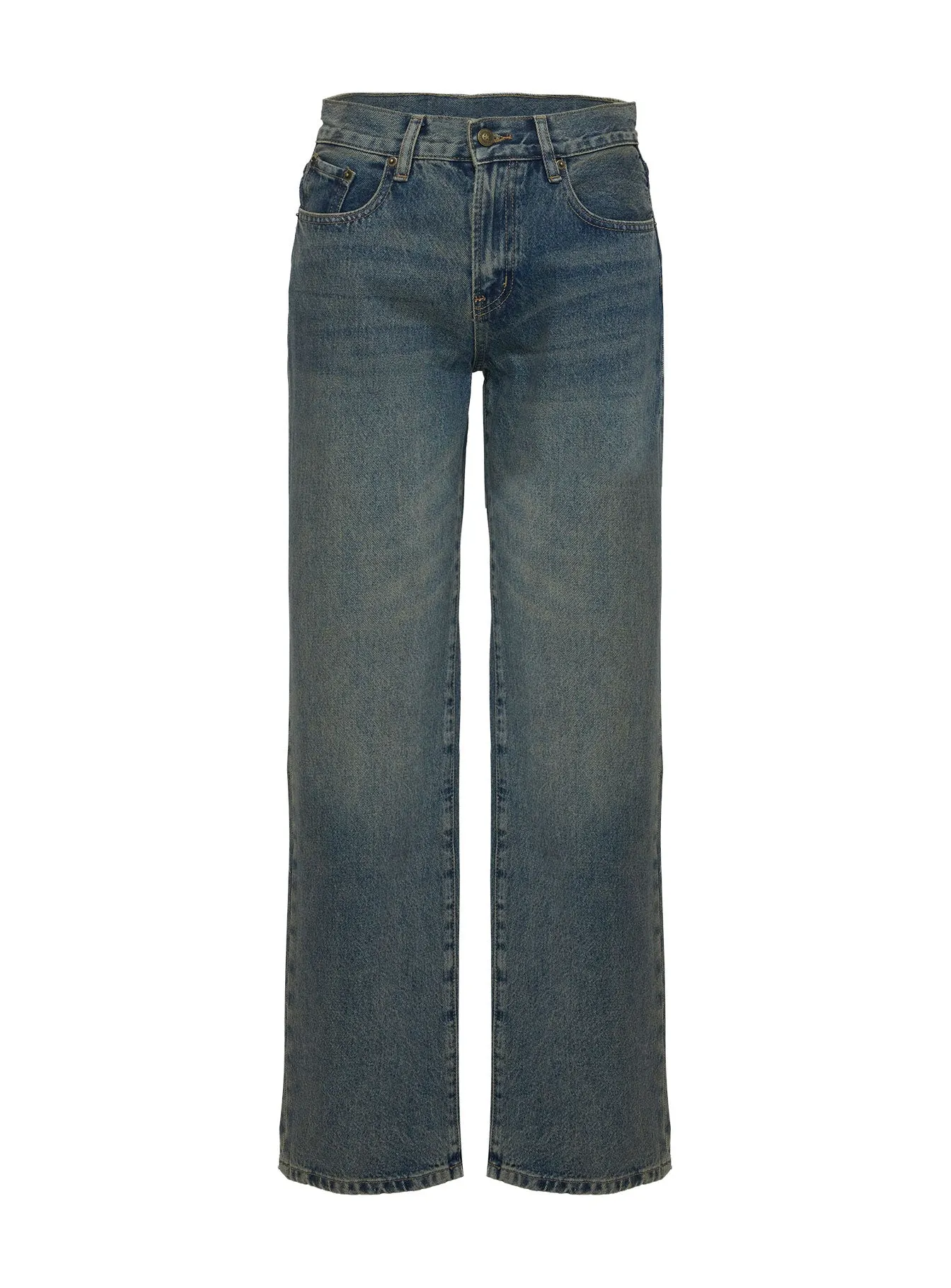 Night Owl Mid Rise Straight Leg Jean Grunge Wash