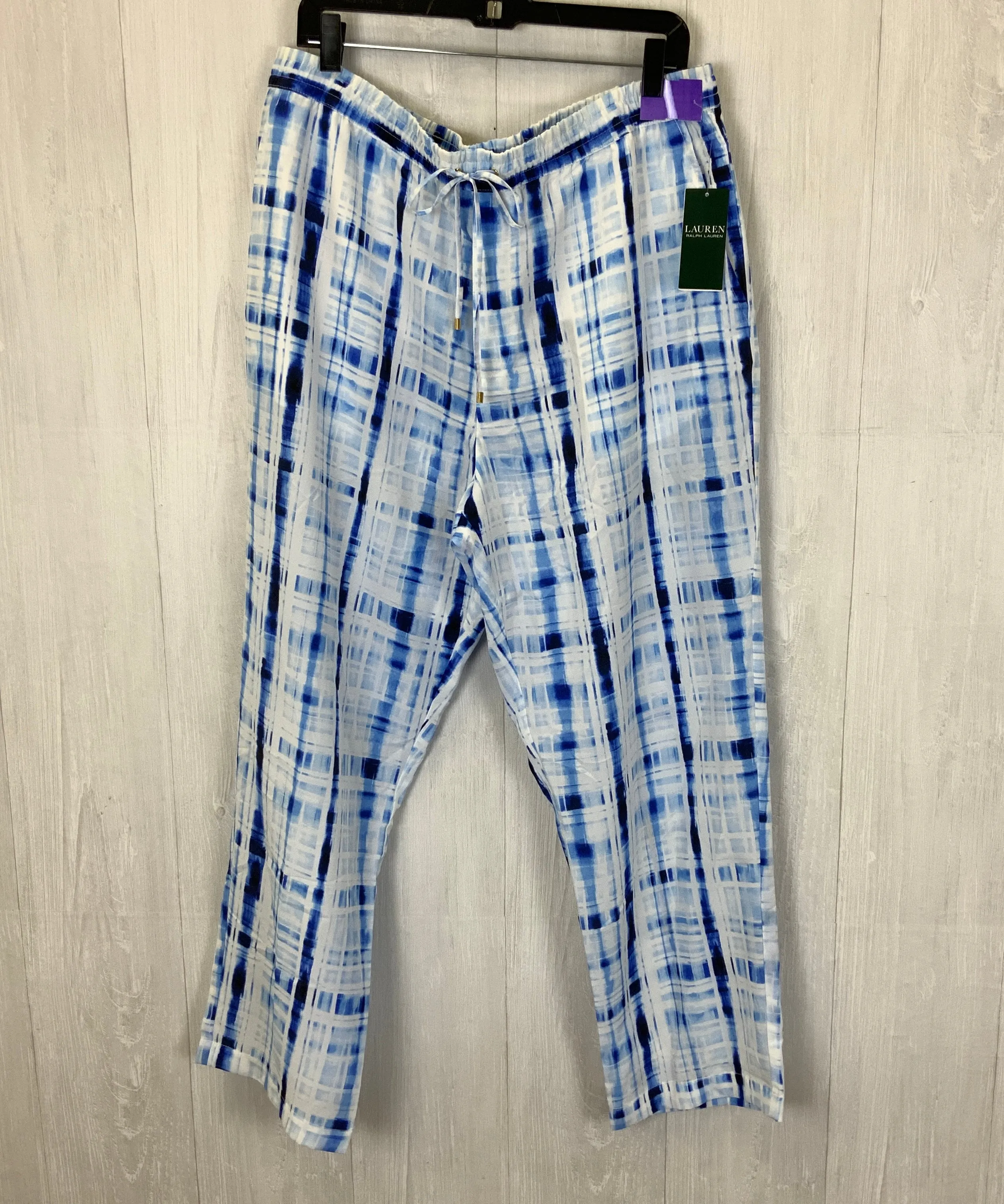 Pants Joggers By Lauren By Ralph Lauren In Blue & White, Size: 16