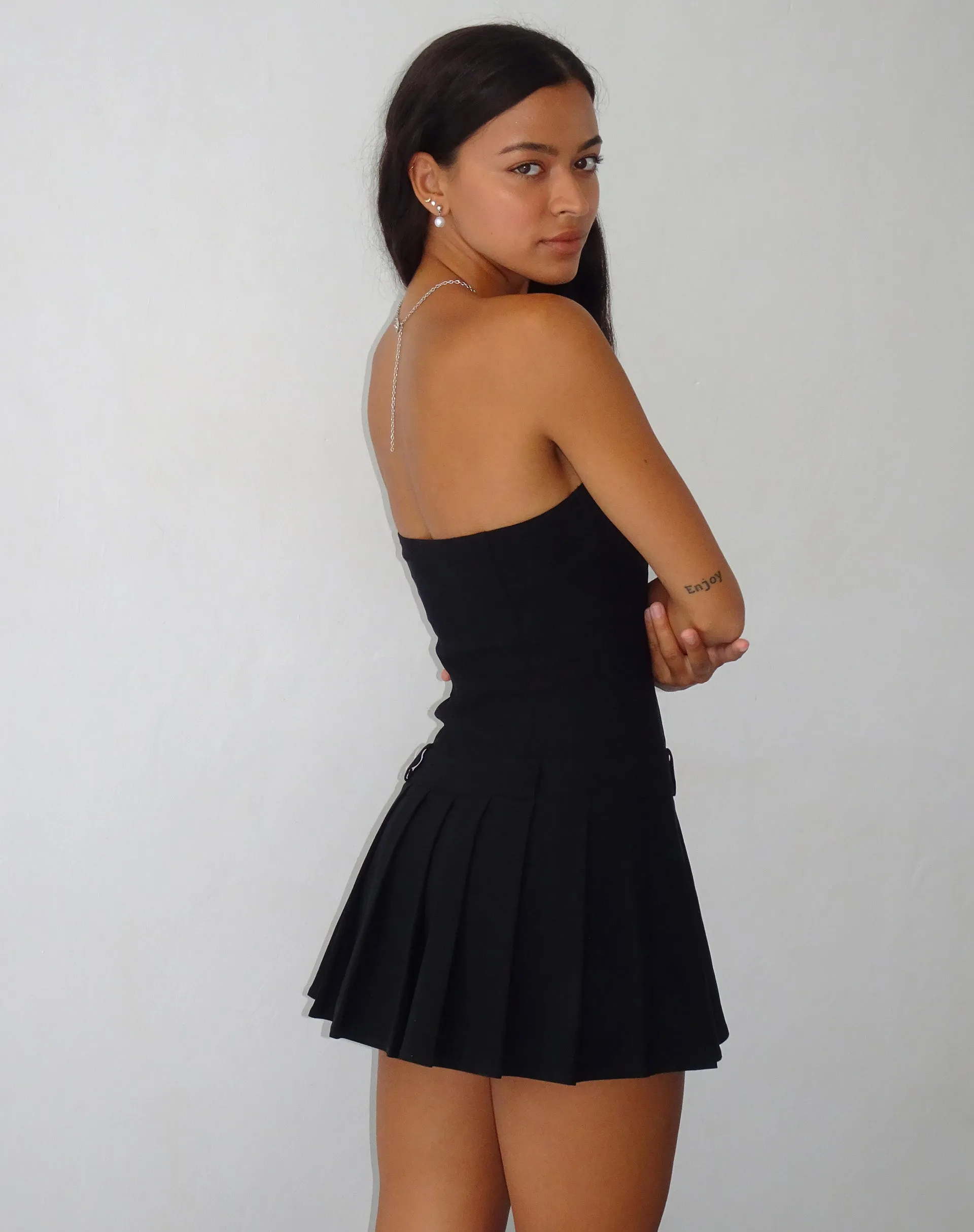 Payoda Bandeau Mini Dress in Black