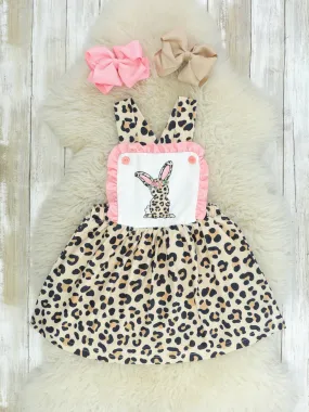 Pink Leopard Bunny Apron Dress