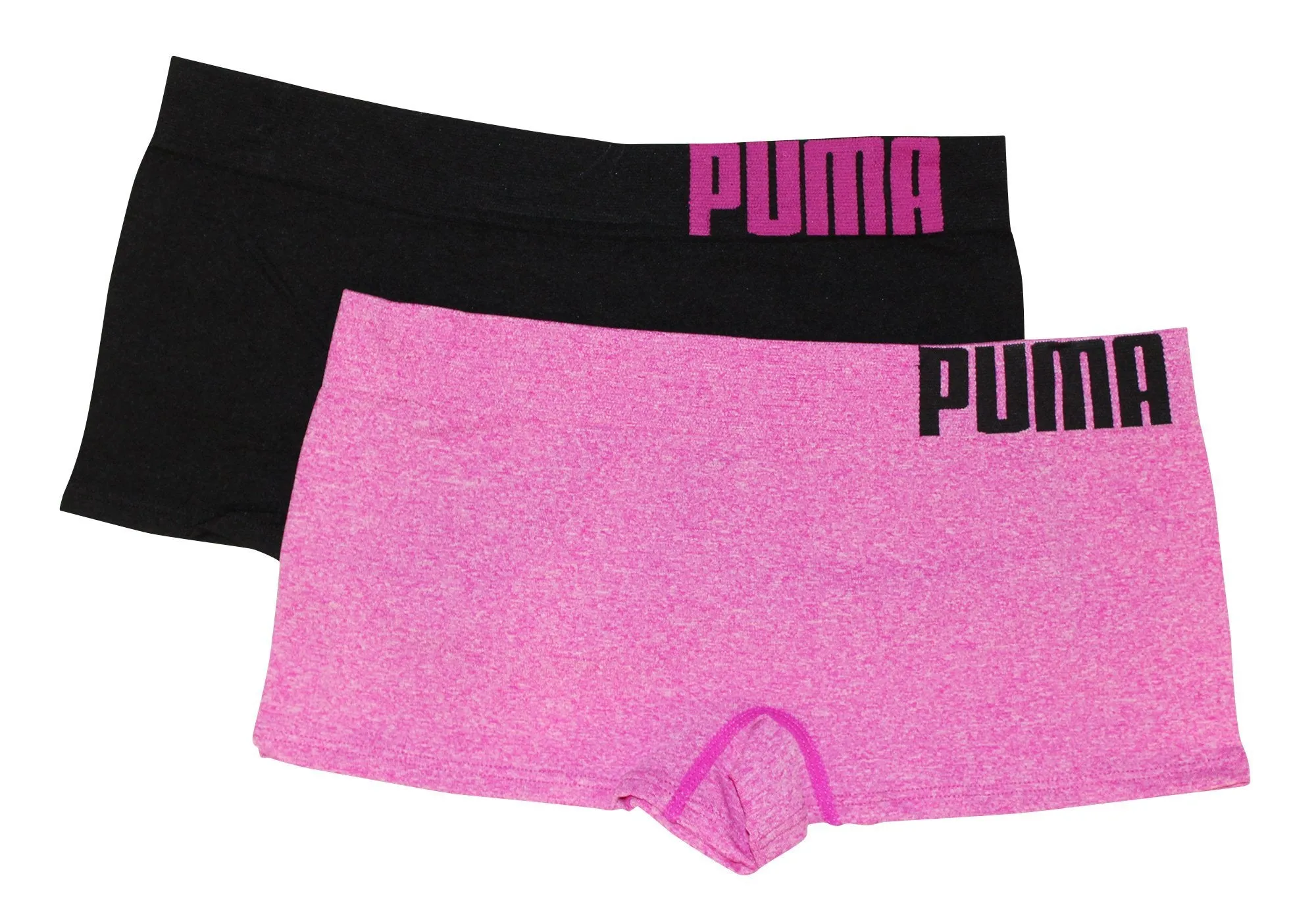 Puma Women's 2-Pack Seamless Wide Waistband Super Soft Sport Stretch Boyshort Panty