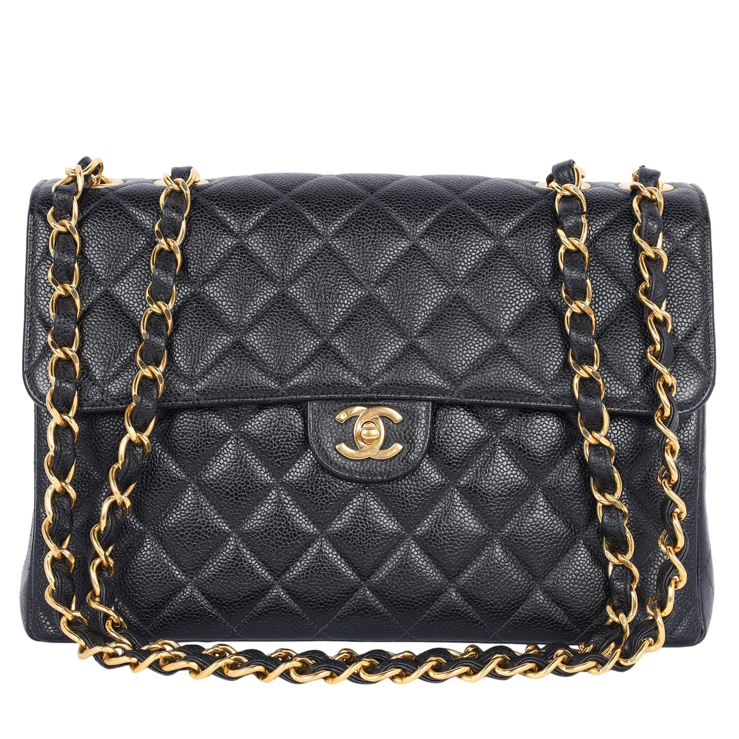 Quilted Jumbo Classic Caviar Leather Flap Bag (Authentic Pre-owned)