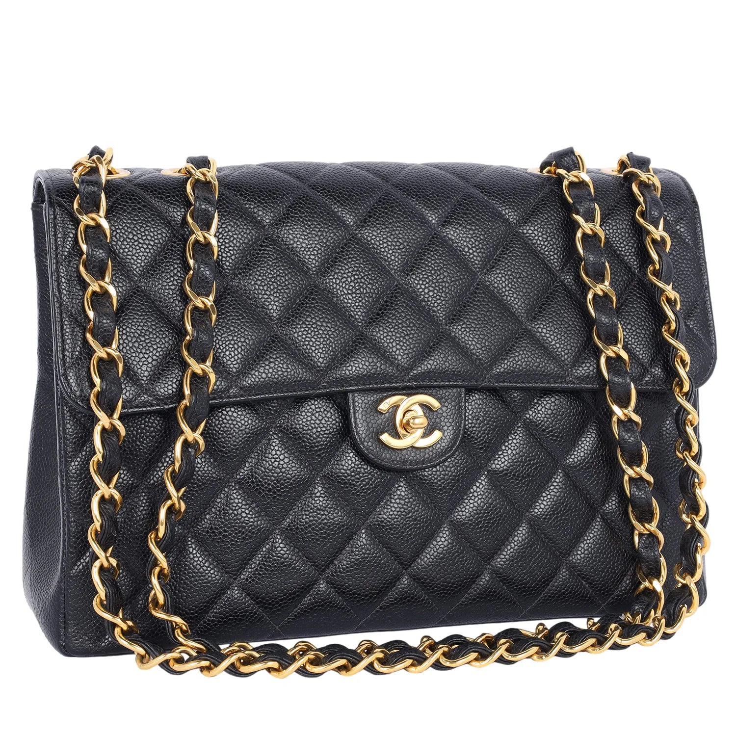 Quilted Jumbo Classic Caviar Leather Flap Bag (Authentic Pre-owned)