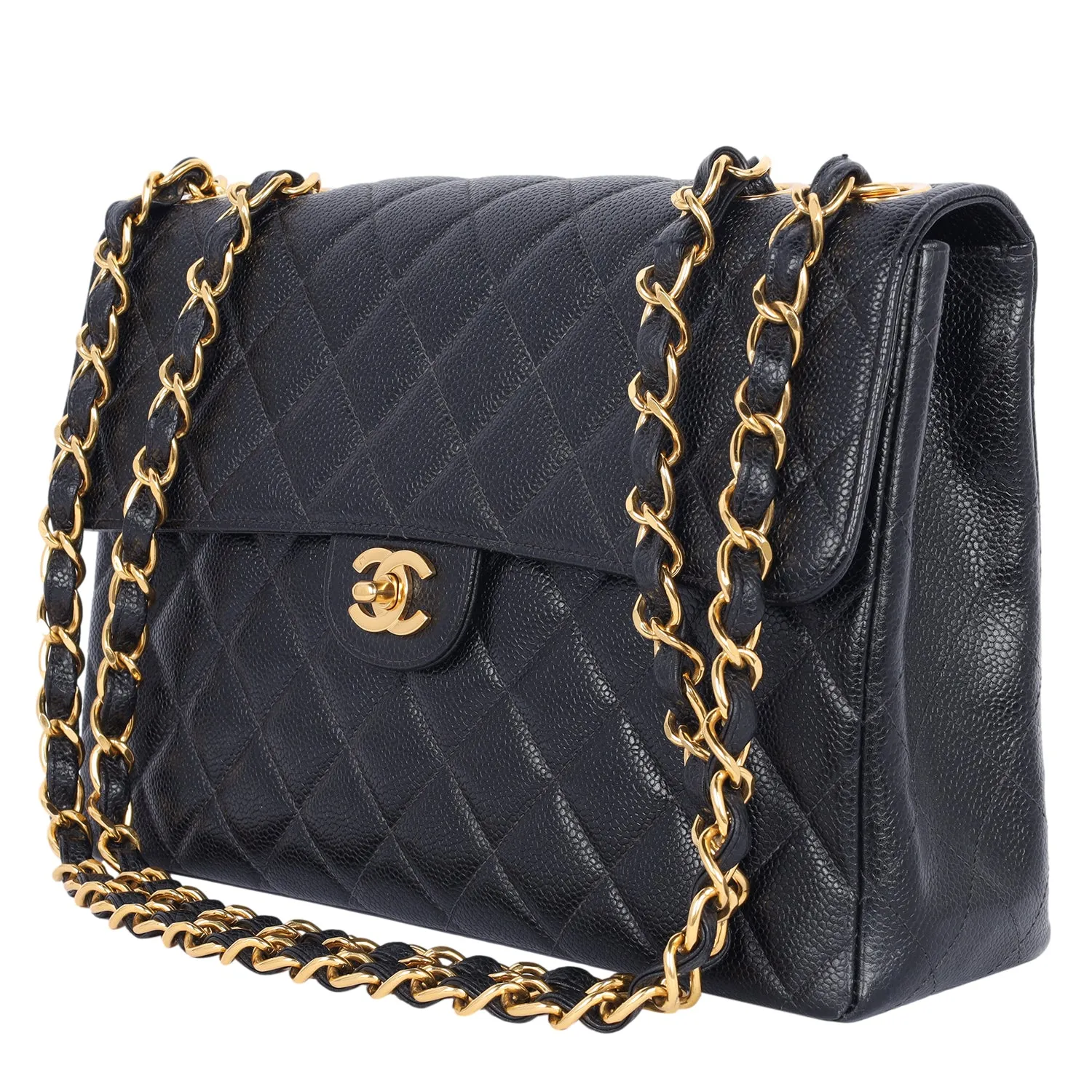 Quilted Jumbo Classic Caviar Leather Flap Bag (Authentic Pre-owned)