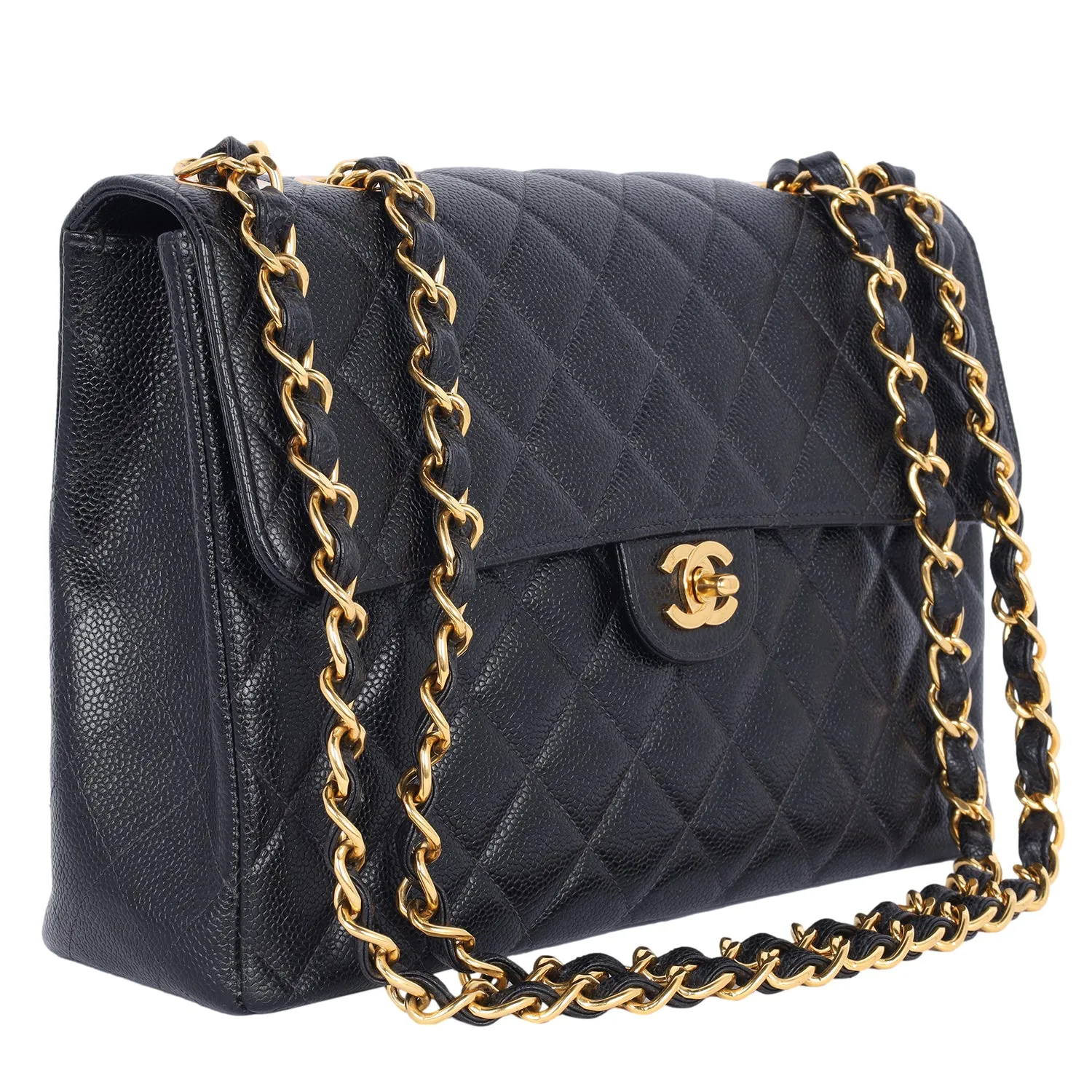 Quilted Jumbo Classic Caviar Leather Flap Bag (Authentic Pre-owned)