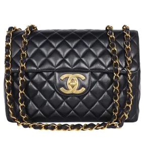 Quilted Jumbo Classic Flap Bag Black (Authentic Pre-owned)