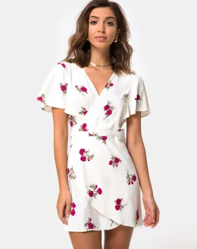 Rawa Wrap Dress in Grunge Rose Ivory