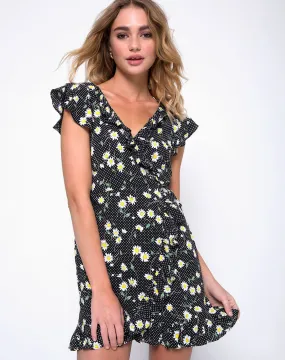 Rica Skater Dress in Polka Daisy Black