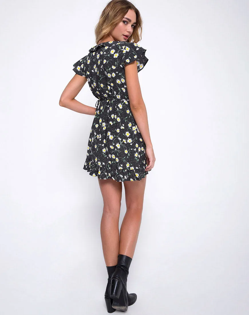 Rica Skater Dress in Polka Daisy Black