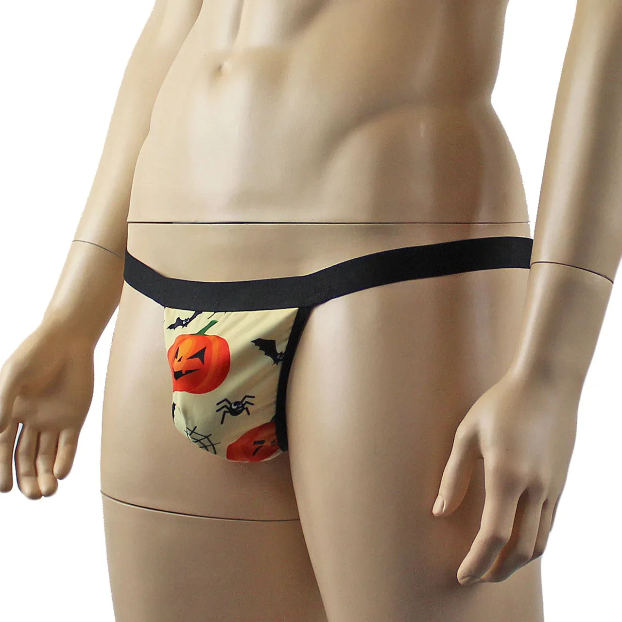 SALE - Mens Halloween Pumpkin Faces, Spiders and Bats G string Thong with Elastic Band