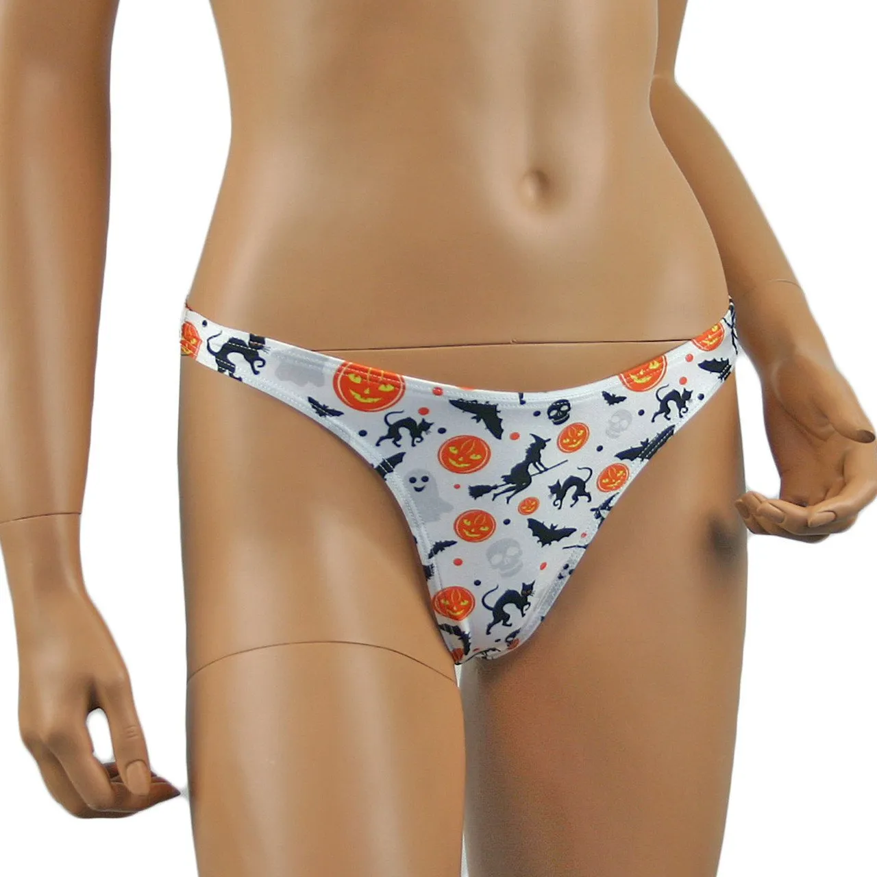 SALE - Womens Halloween Fun Thong Underwear, Pumpkins, Witches, Bats & Ghosts