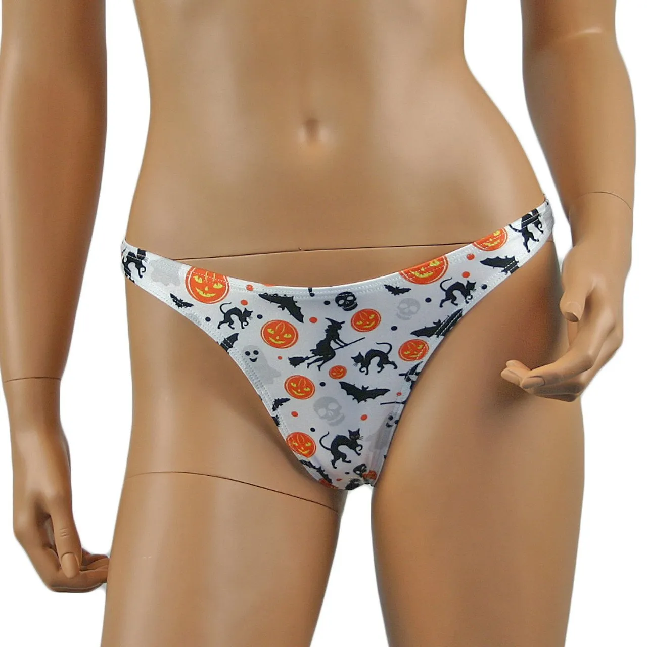 SALE - Womens Halloween Fun Thong Underwear, Pumpkins, Witches, Bats & Ghosts