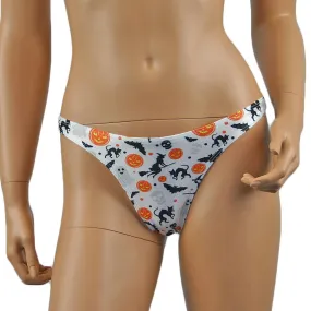 SALE - Womens Halloween Fun Thong Underwear, Pumpkins, Witches, Bats & Ghosts