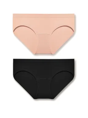 Seamless Panties Stretch Soft Underwear 2PCS Black Pink