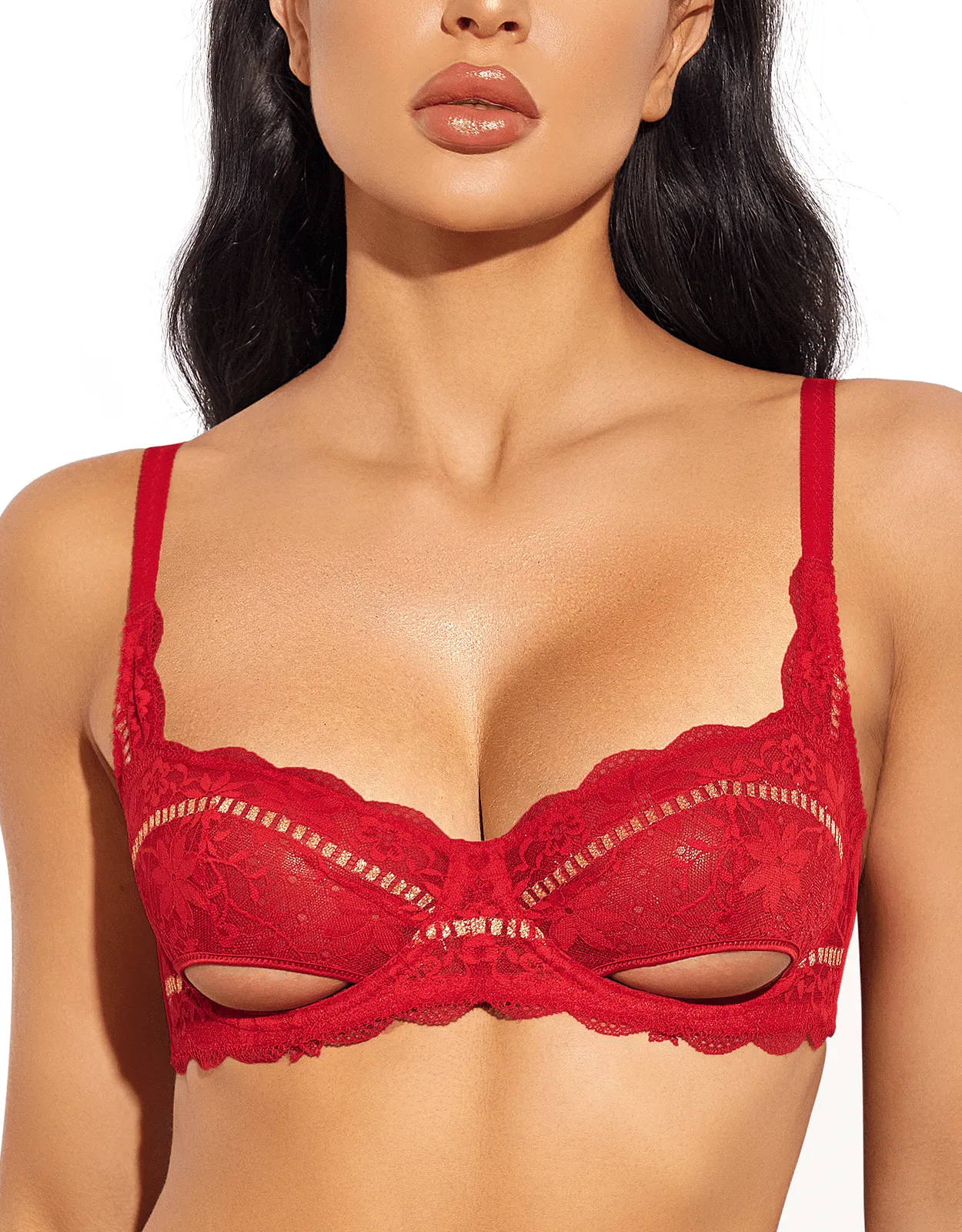 Sexy Shimmer Lace Underwire Bras Unlined 1/2 Cup