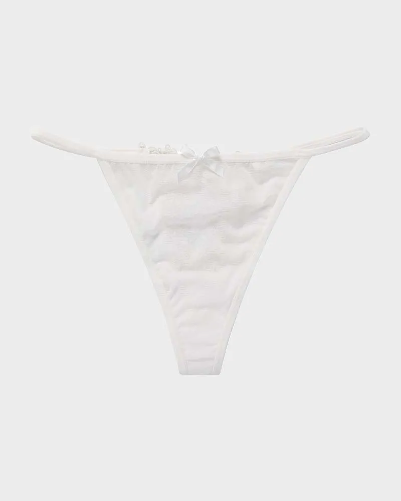 SheCurve®Lace-Trim Mesh V-String Panty