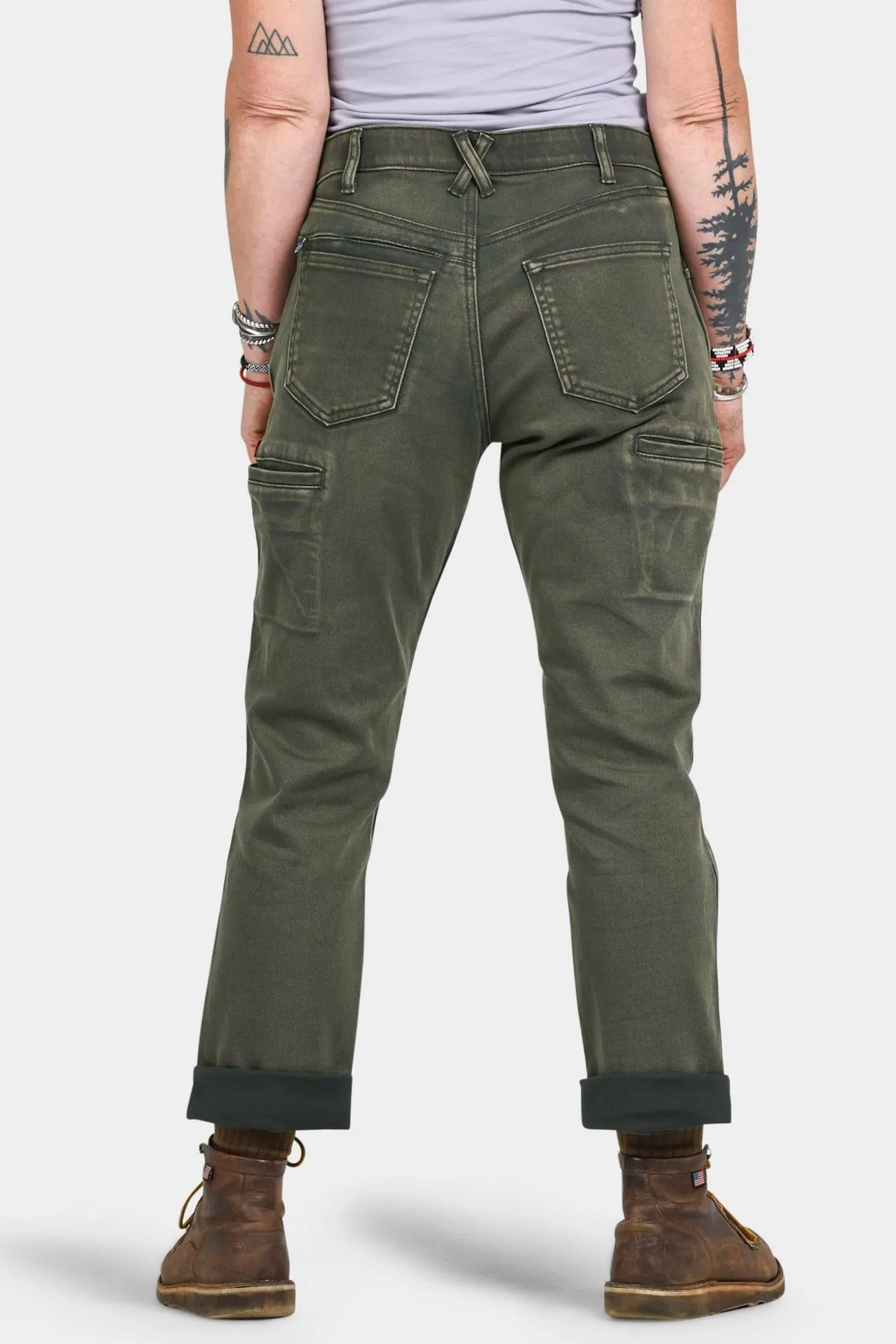 Shop Pant in Olive Green Denim