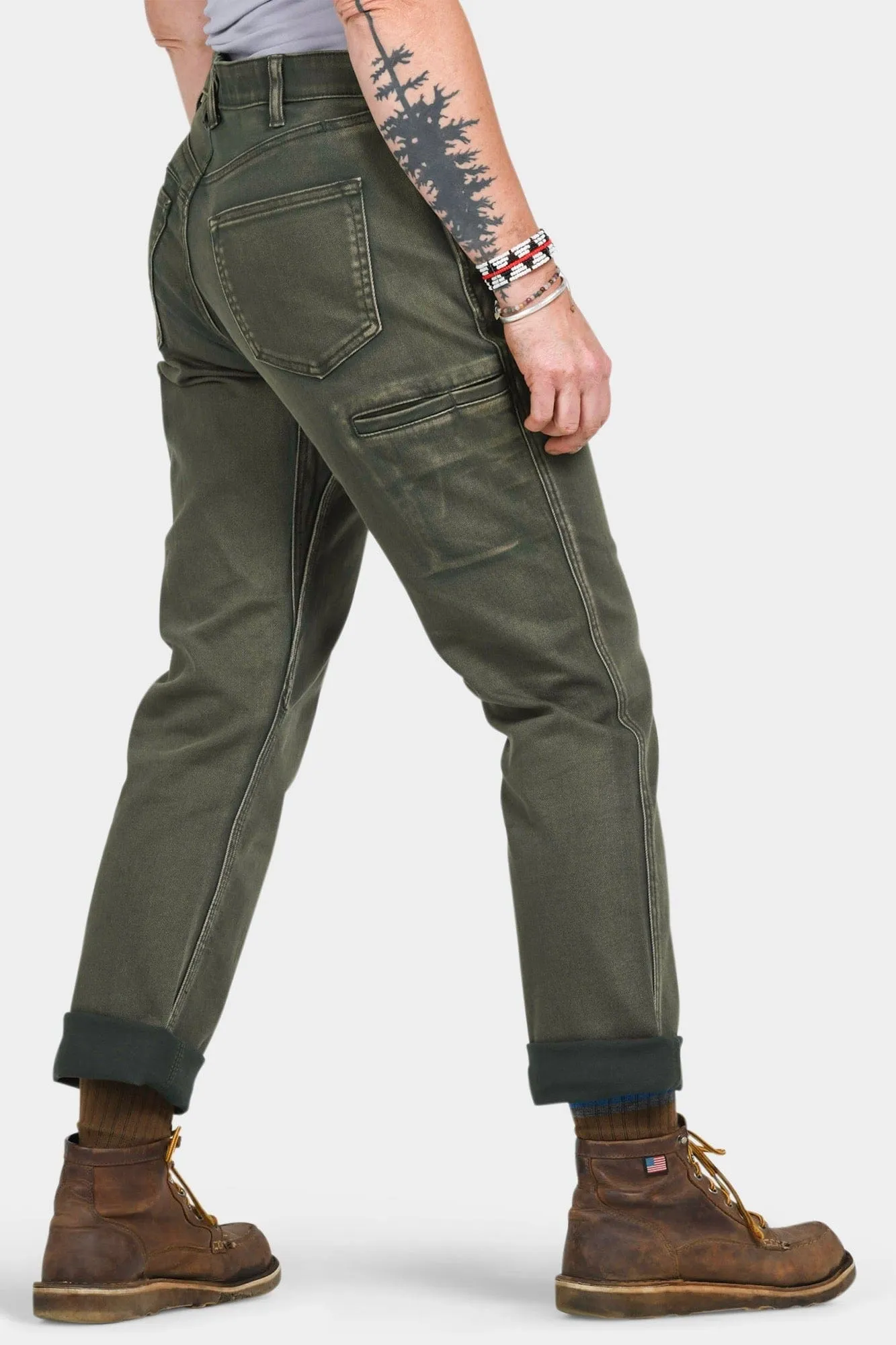 Shop Pant in Olive Green Denim