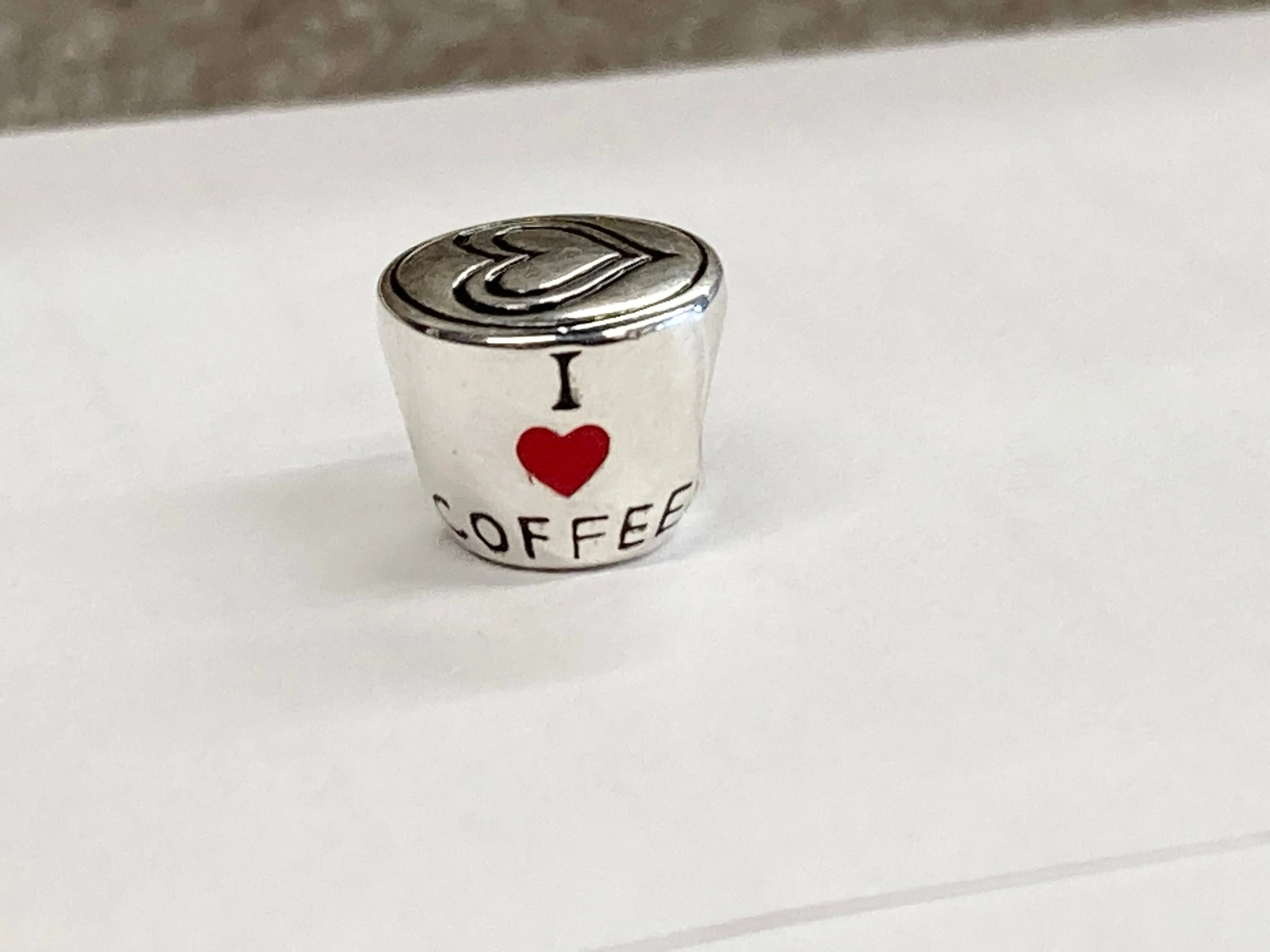 Silver Coffee Cup Bead