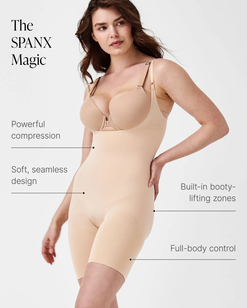 SPANXsculpt Seamless Power Open-Bust Mid-Thigh Bodysuit