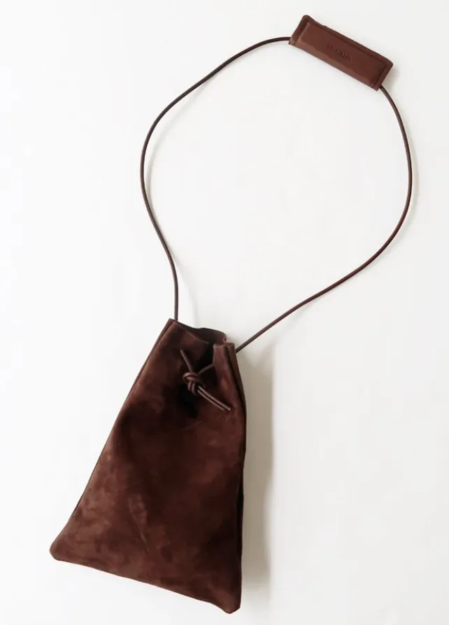 Suede draw string pouch / small bag