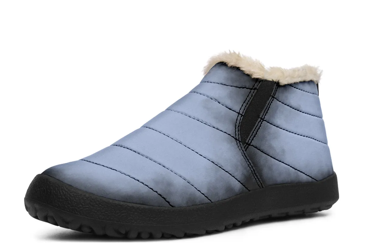 Twilight Blue Winter Sneakers - Warm & Easy Slip-On Shoes Lined with Vegan Wool with Anti-Slip Soles